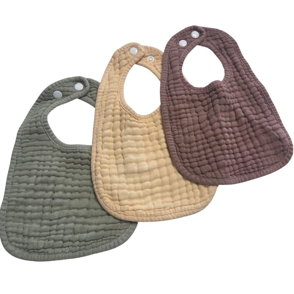 Muslin Baby Bibs – Neutral Colors – 3 Pack